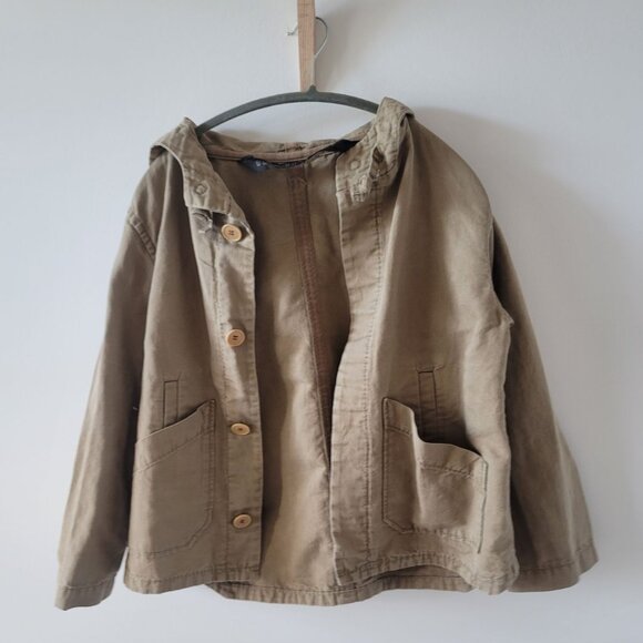 Tan Workwear Jacket Loose Style by Homespun, Medium Petite - Picture 3 of 12